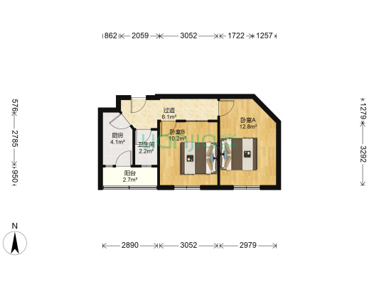 四段大楼 2室0厅1卫 50平方