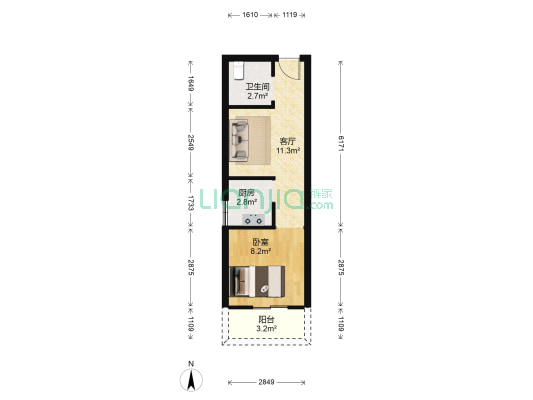 天宇合汇佳苑 1室1厅1卫 39平方