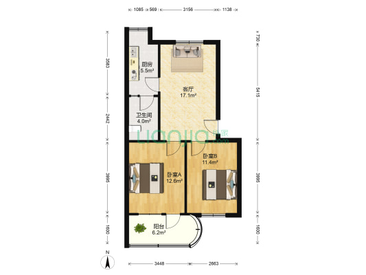 江西省妇幼保健院家属区 2室1厅1卫 65平方