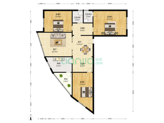 振兴西路 3室2厅2卫 143平方