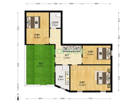九曲弄 3室1厅1卫 143平方