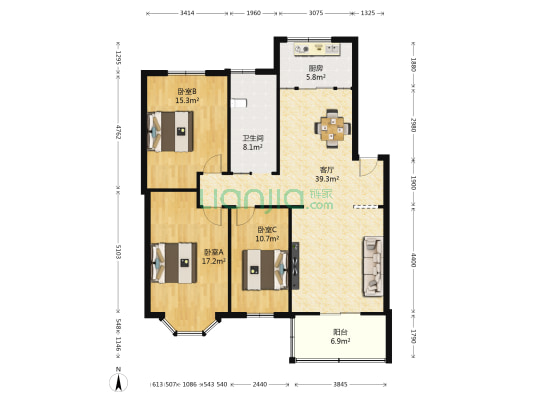 溧水区花园小区 3室1厅1卫 118平方