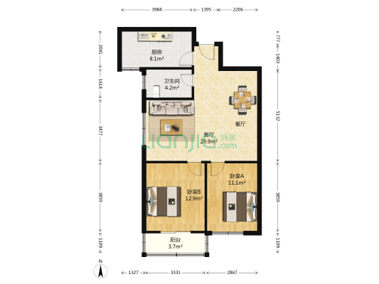 宏鑫家园 2室1厅1卫 93平方