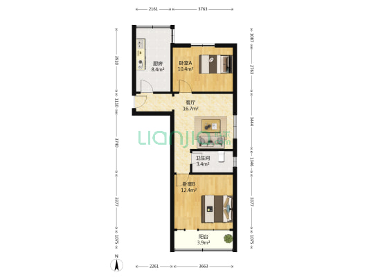 永青苑社区 2室1厅1卫 69平方