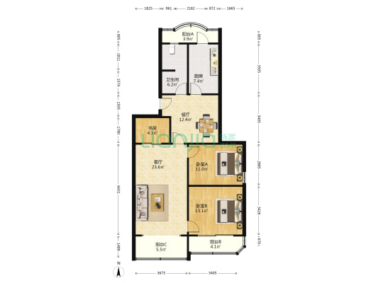 众和新苑 3室2厅1卫 105平方