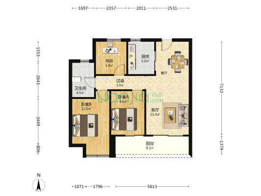 绿城燕语春风 3室1厅1卫 89平方