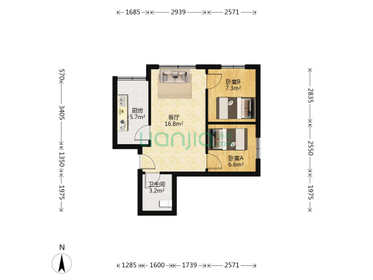 飞山小区 2室1厅1卫 53平方