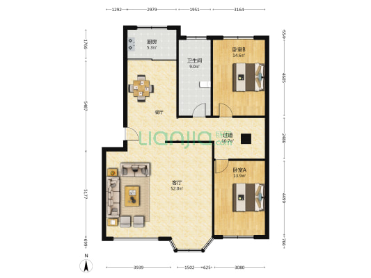 府东名邸 2室1厅1卫 216平方