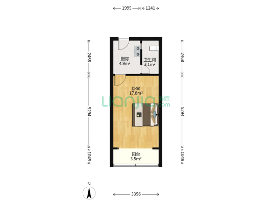 鞍山四村第一小区 1室0厅1卫 35平方