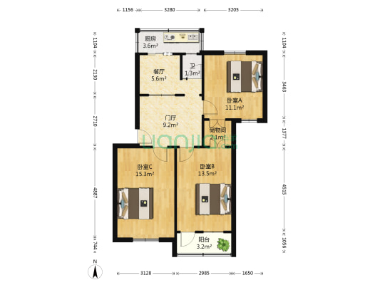 解放路122号 3室1厅1卫 89平方