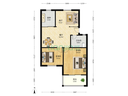 瑞禾苑(莱西) 2室2厅1卫 70平方