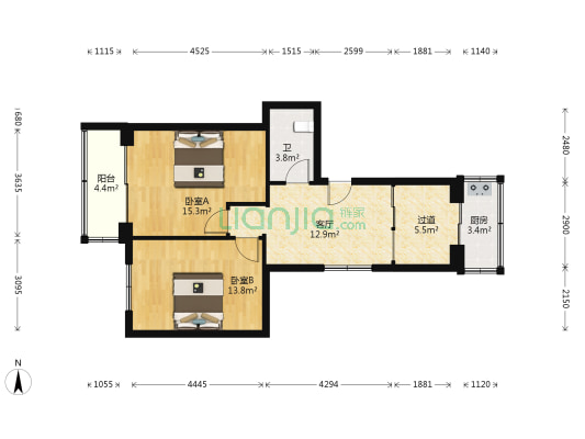 西安花园一期 2室1厅1卫 78平方