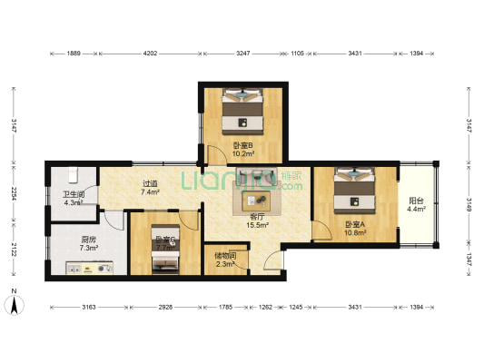 永陵路11号 3室1厅1卫 77平方