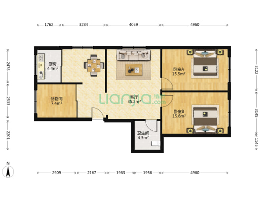 孛兰路北段 2室1厅1卫 101平方
