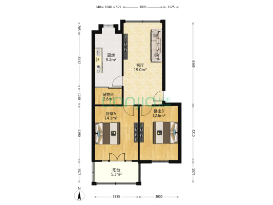 系马桩 2室1厅0卫 72平方