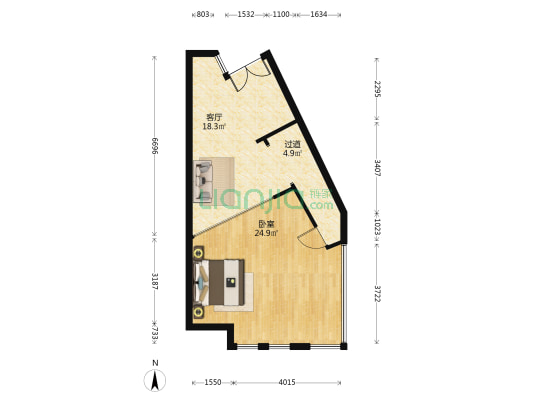 东景国际 1室1厅0卫 64平方