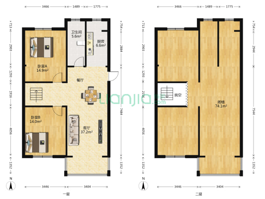新城雅居 2室1厅1卫 93平方