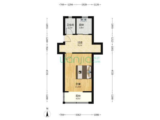 百花路38号 1室0厅1卫 43平方