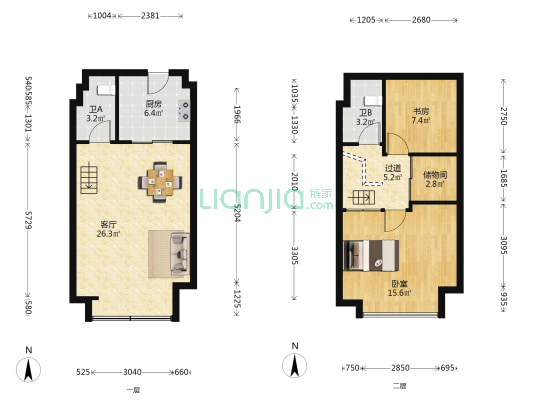 金水岸商务广场 2室1厅2卫 55平方
