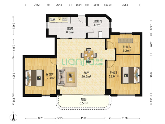 十八甫北路 3室1厅1卫 99平方