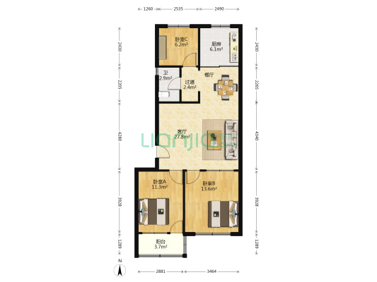 安顺东区 3室1厅1卫 99平方