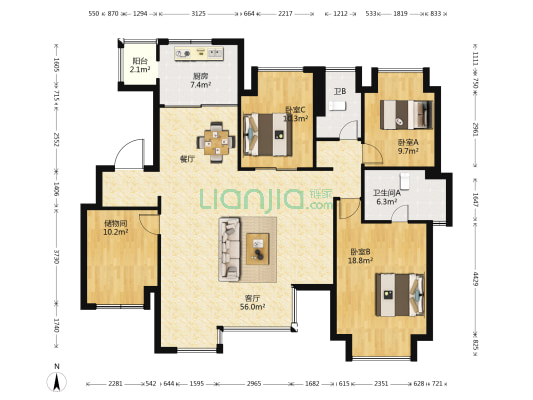 中南十二集 3室1厅2卫 143平方