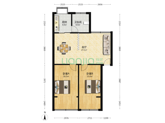 铁四院清风园 2室1厅1卫 92平方