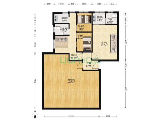 笔架路41号 2室2厅2卫 101平方