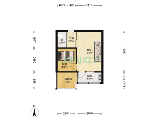孝肃路215号 1室1厅1卫 36平方