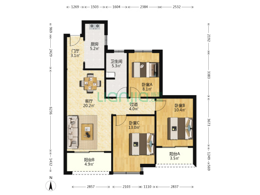 江岸雅居 3室1厅1卫 101平方
