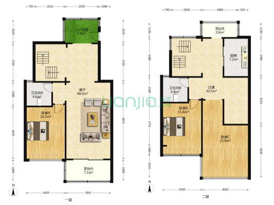 衡泰锦苑 3室1厅2卫 136平方