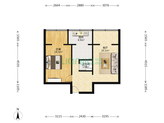 清溪东路7号 1室1厅1卫 56平方