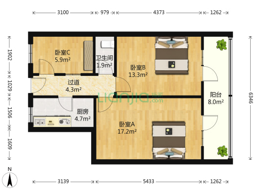 观海一路5号甲 3室0厅1卫 67平方