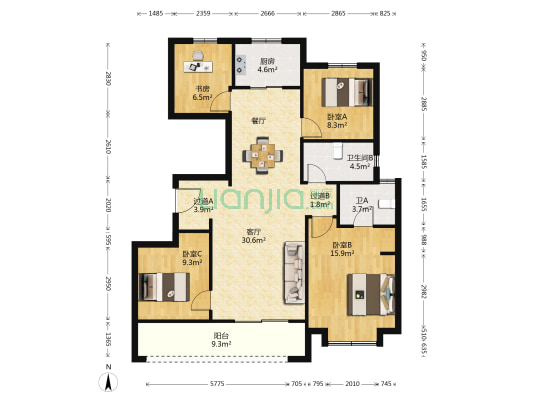 金地华著 4室1厅2卫 130平方