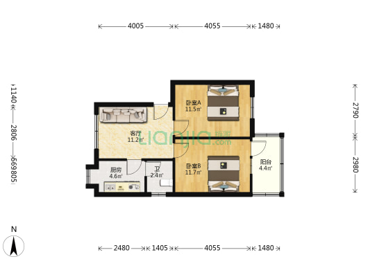 五三东巷15号 2室1厅1卫 58平方