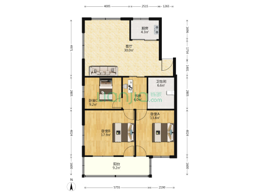 金桂花 4室1厅1卫 112平方