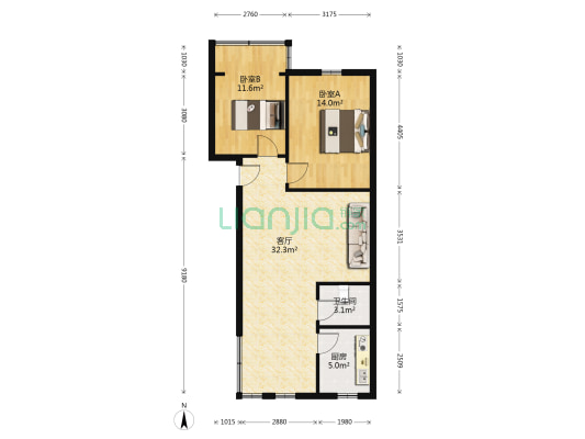 兰花巷63号 2室1厅1卫 74平方