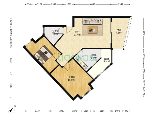 岷江佳苑 2室1厅1卫 89平方