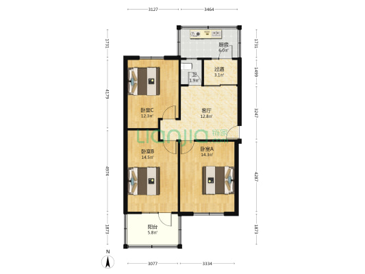 新华路246号 3室1厅1卫 81平方