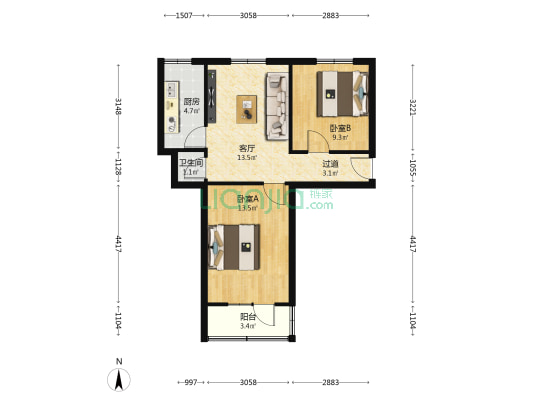 市三院家属楼 2室1厅1卫 48平方
