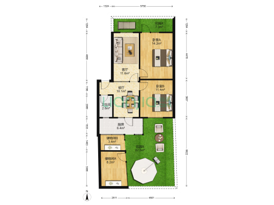 大学路1号 2室2厅1卫 68平方