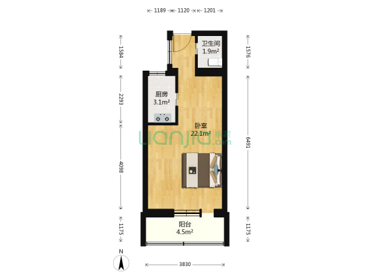 华威西里 1室0厅1卫 40平方