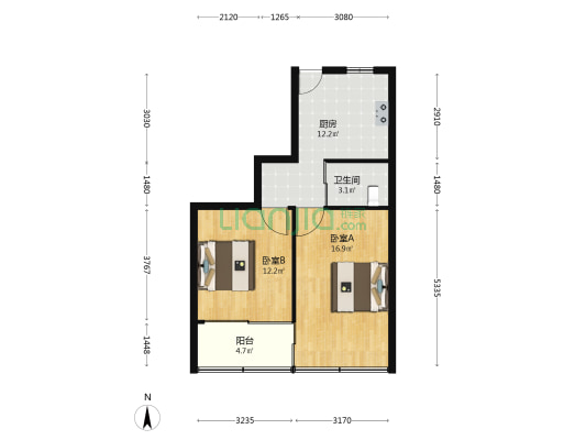 黎明西路二百六十三弄 2室0厅1卫 58平方