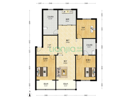 曙光东二路68号 3室2厅2卫 146平方