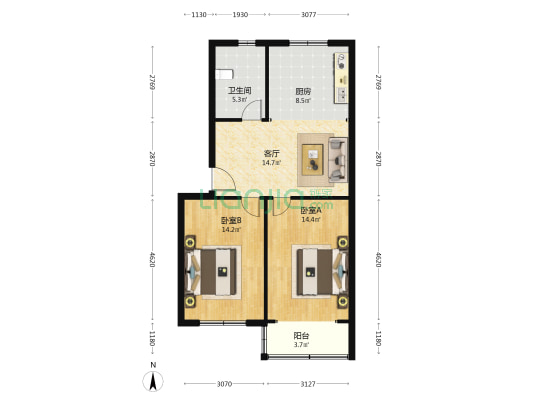 蔷薇八村 2室1厅1卫 75平方