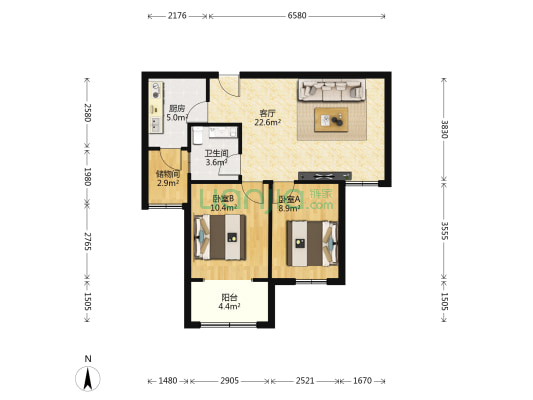 常春藤花园 2室1厅1卫 81平方