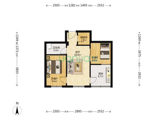 国投·秀美家园 2室1厅1卫 62平方