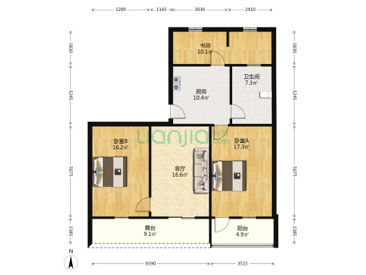 浦南路441号 3室1厅1卫 108平方