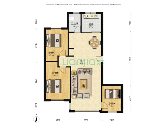 伟业城市荣域南园 3室1厅1卫 89平方