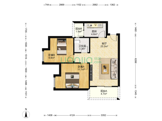 群乐佳苑 2室1厅1卫 72平方